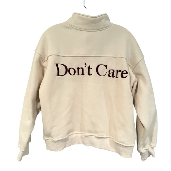 Bailey Rose Don't Know Don't Care Sweatshirt‎ Women's Small Cream Athleisure - Picture 9 of 13
